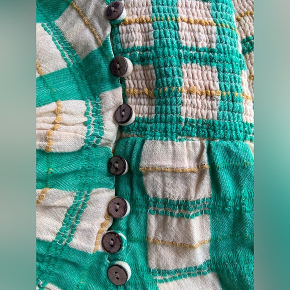 Free People Suits Me Fine Green/Yellow Checkered Mini Dress Size Large - Picture 8 of 11